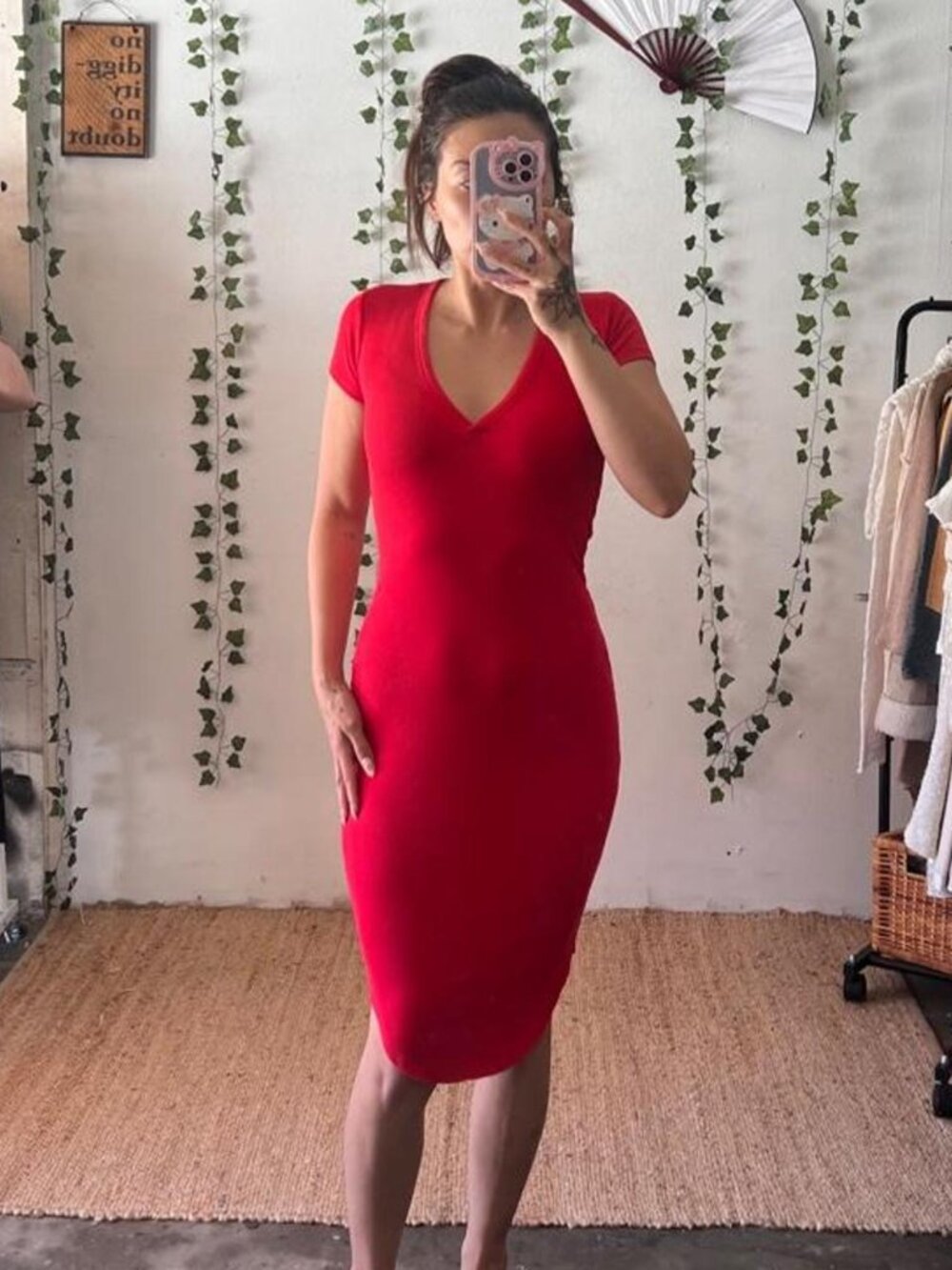 Wilfred Free ribbed short sleeve midi dress. Size extra small